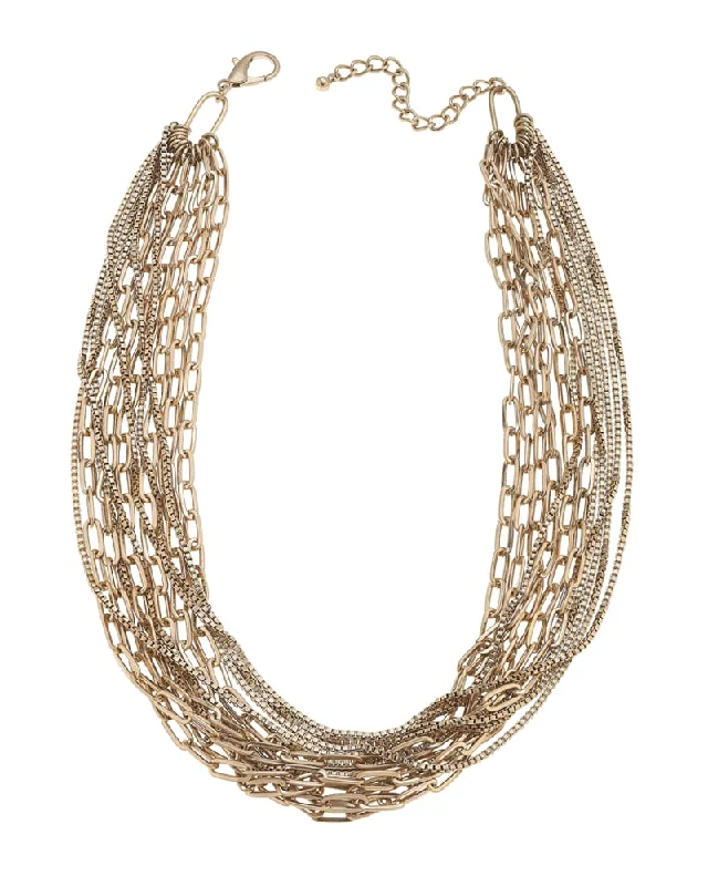 Plus Size Women's Fashion Soren Layered Mixed Media Chain Statement Necklace