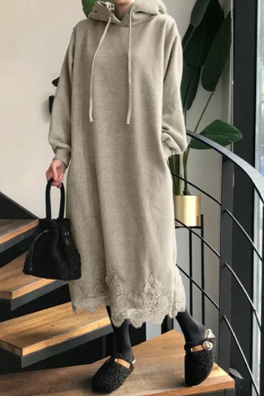 Final Sale Lace Hem Hoodie Dress