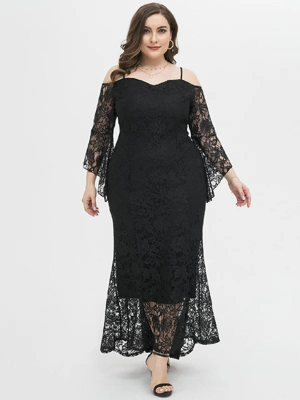 Sophisticated Fashion KittenAlarm - COLD SHOULDER PLUS SIZE LACE DRESS