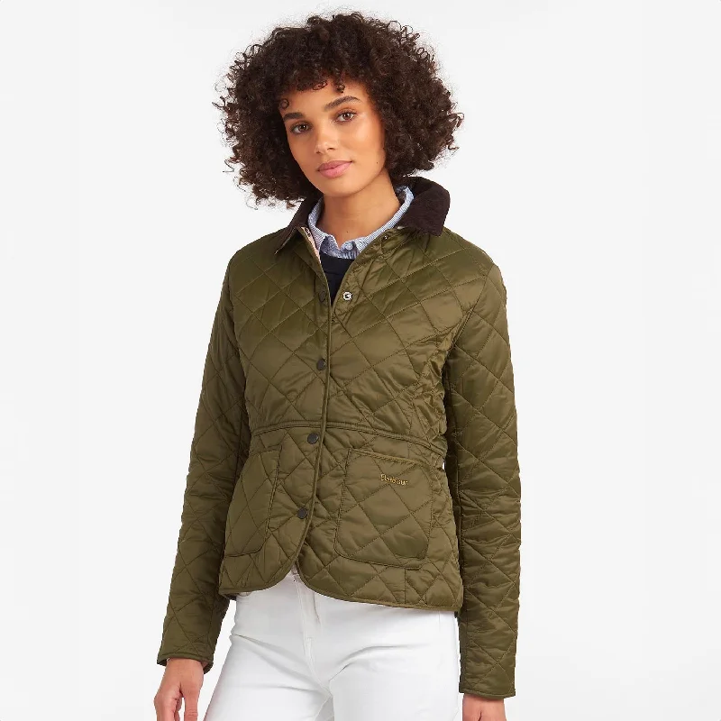 Festival Fashion Deveron Quilted Jacket Olive / Pale Pink