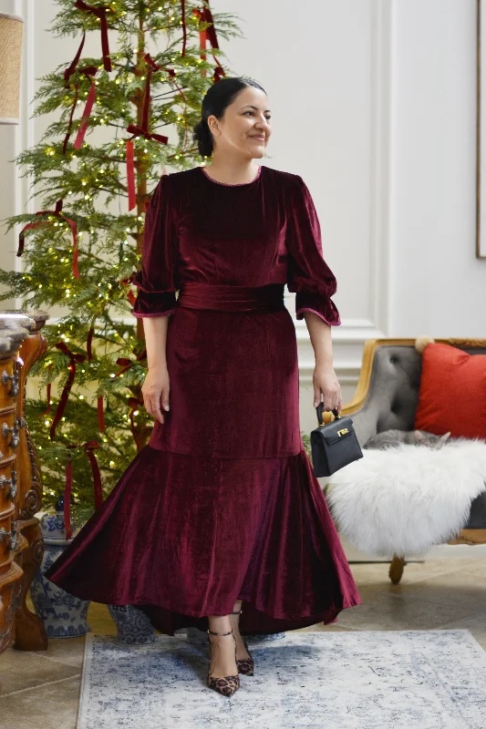 Chic Styles Montreal Burgundy Velvet Dress