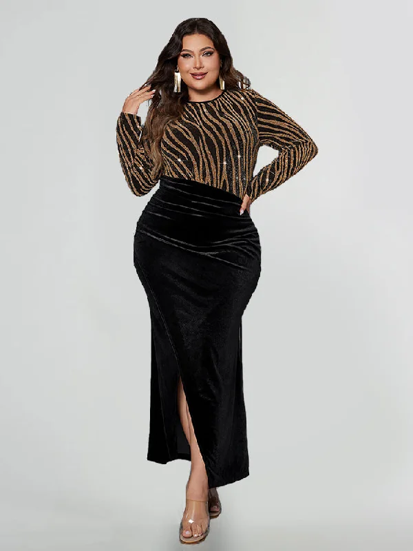 Fresh Styles, Fresh Deals Zebra Striped Patchwork Ruched Split Dress