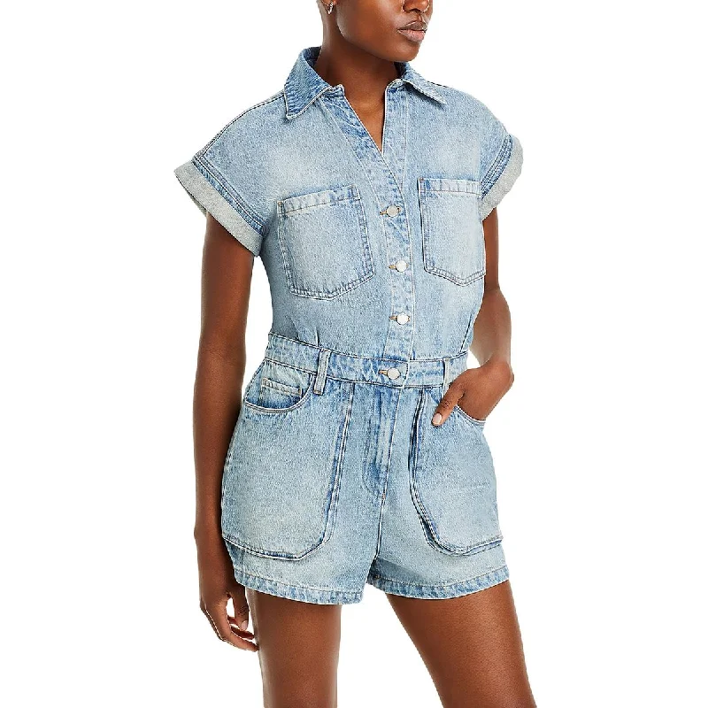 Casual Wear [BLANKNYC] Womens Denim Cuff Sleeves Romper