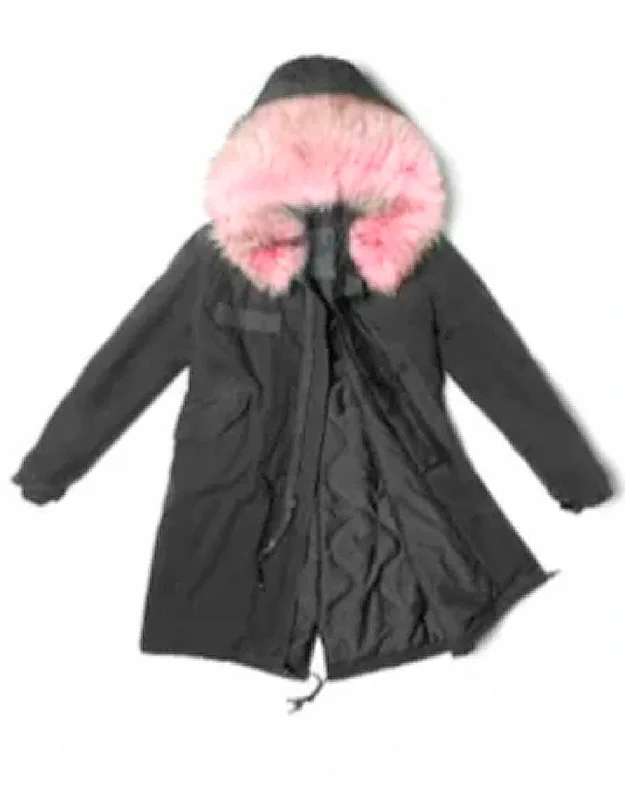 Luxury Fashion BLACK PARKA QUILT LINING PINK FUR