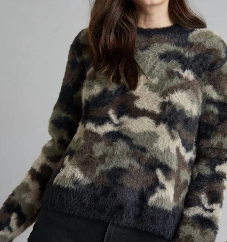 Women's Casual Dresses Crew Neck Sweater Fuzzy Camo