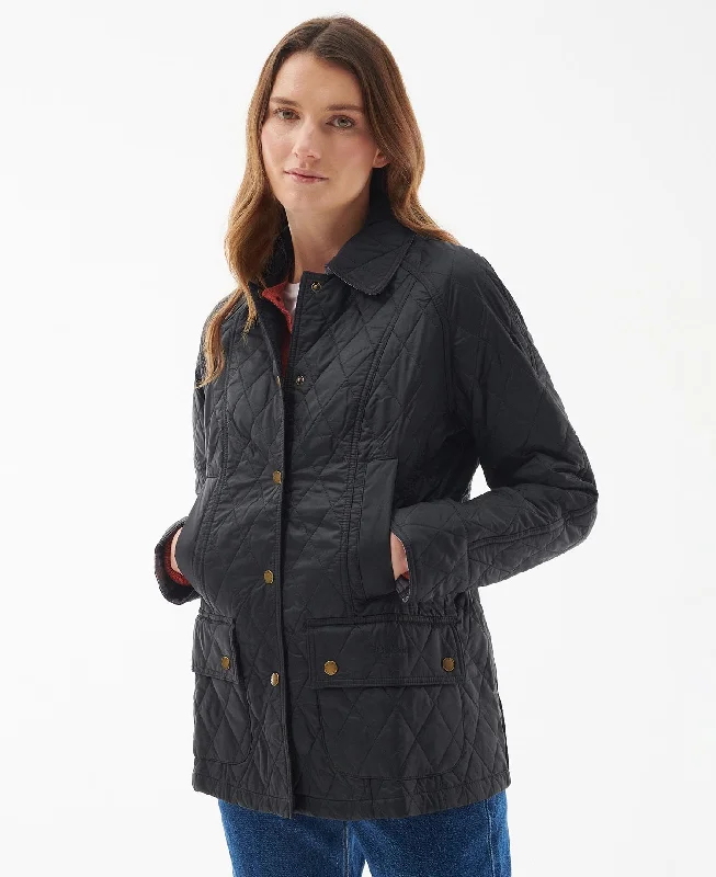 Preppy Style Summer Beadnell Quilted Jacket Black