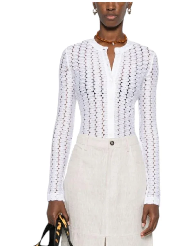 Sale Clearance Zigzag Pattern Cardigan In Brilliant White