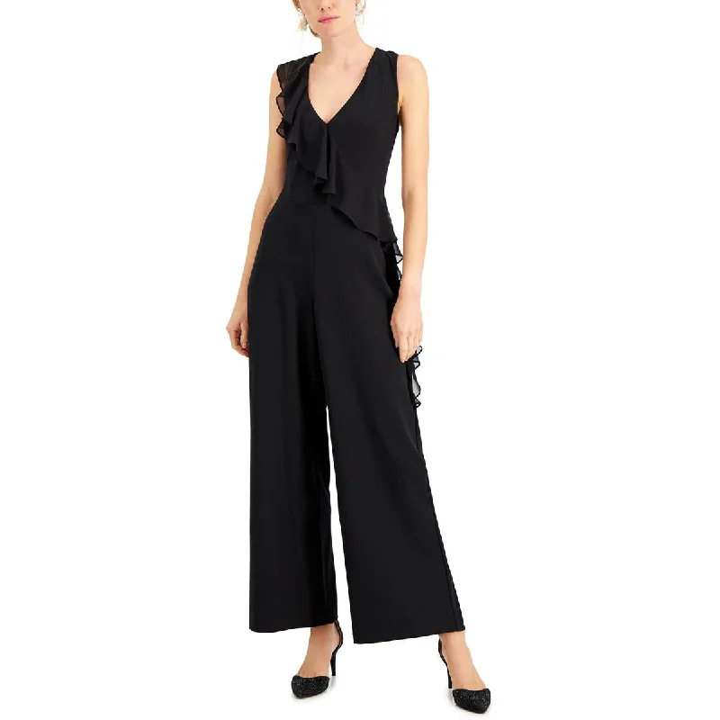 Premium Fabrics Connected Apparel Womens Ruffled Sleeveless Jumpsuit