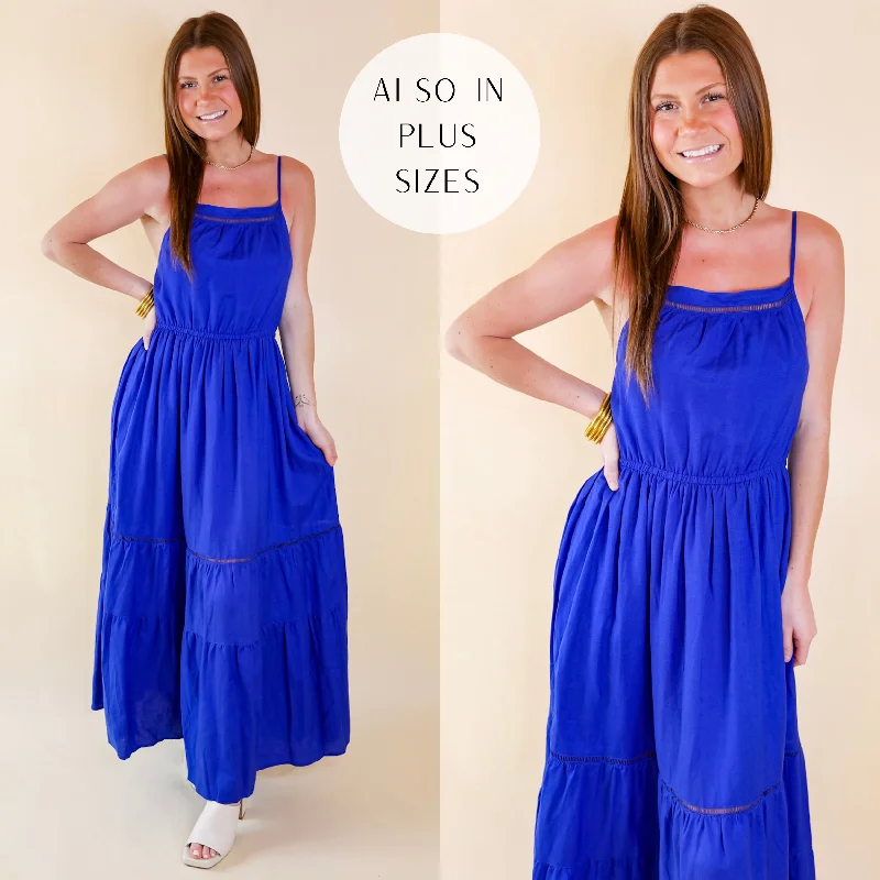 Comfortable Women's Outfits Tranquil Tides Tiered Maxi Dress in Royal Blue