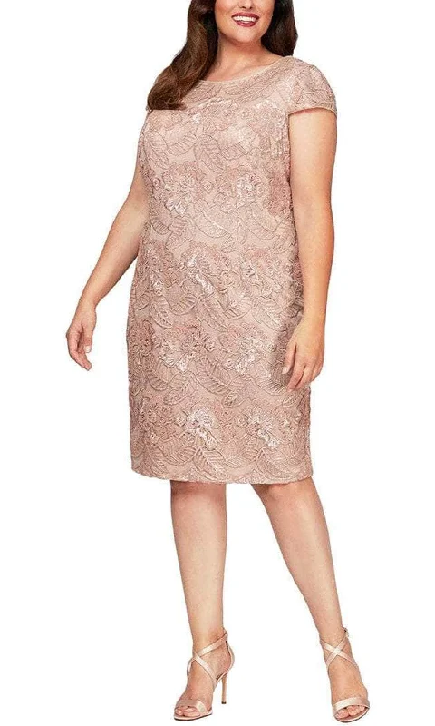 High End Fashion Alex Evenings - 417654 Sequin Cap Sleeve Midi Dress