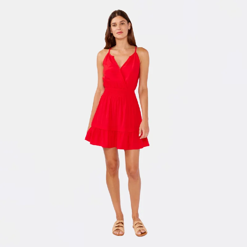 Boutique Styles Salsa Nights Boho Mini Dress (Poppy Red)