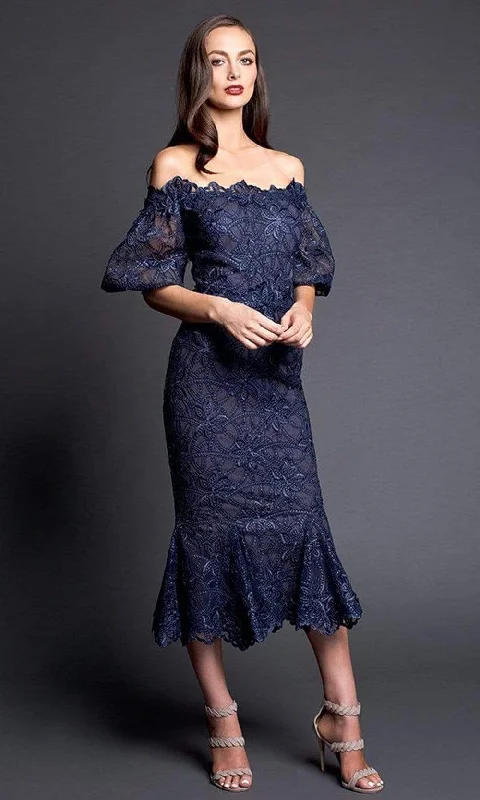 Trendy Women's Apparel for All Seasons Nicole Bakti - 661 Off-Shoulder Lace Applique Cocktail Dress