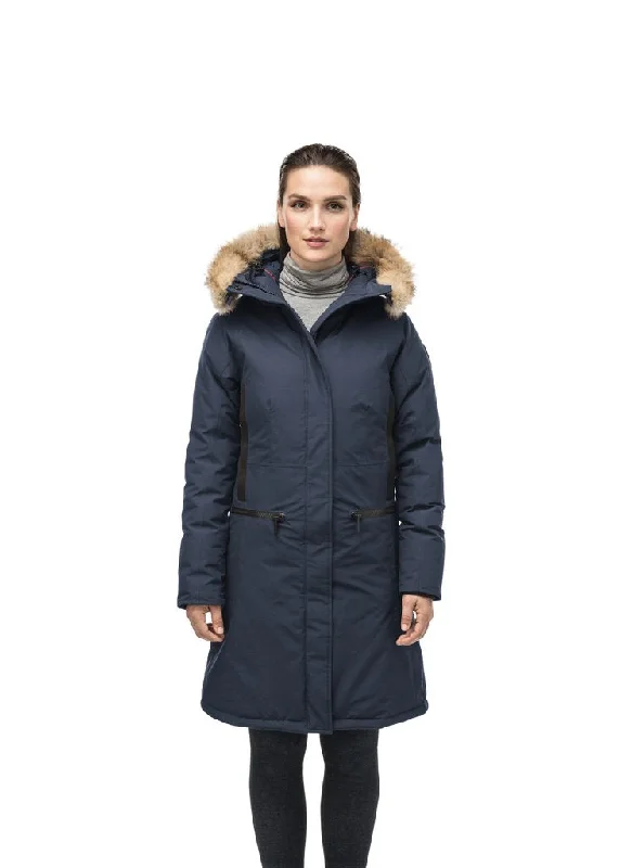 City Fashion Nobis ALISSA LADIES MIDI FITTED PARKA NAVY