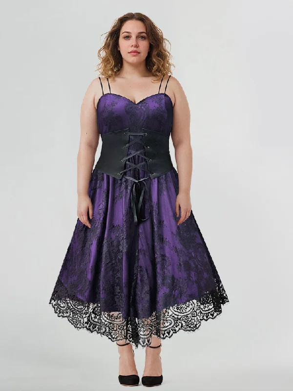 Trend Setting Threads Halloween Floral Lace Dress with Lace Up Corset