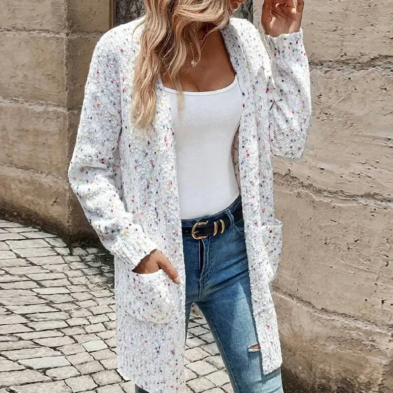 End Of Season Sale Clothing Long Knit Cardigan With Loose Long Sleeve Pockets In Multi