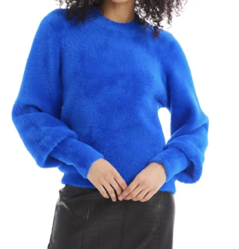 Affordable Women's Clothing Online Fuzzy Kora Sweater In Cobalt