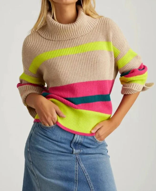 Big Discounts Giana Turtleneck Sweater In Cashew Heather Multi