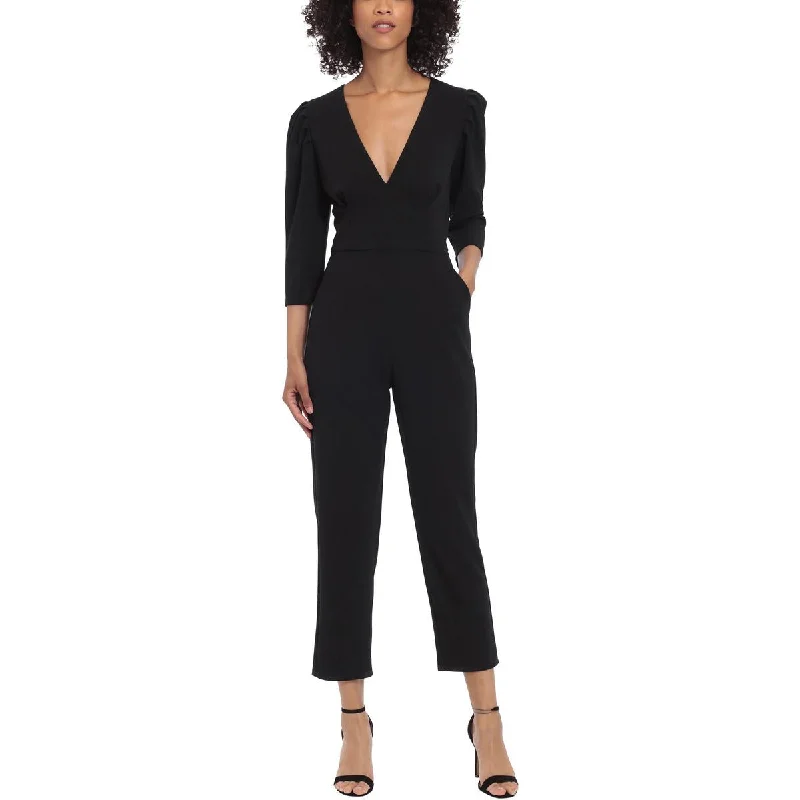 Trendy Women's Outfits for Casual Wear Donna Morgan Womens V-Neck Puff Sleeve Jumpsuit