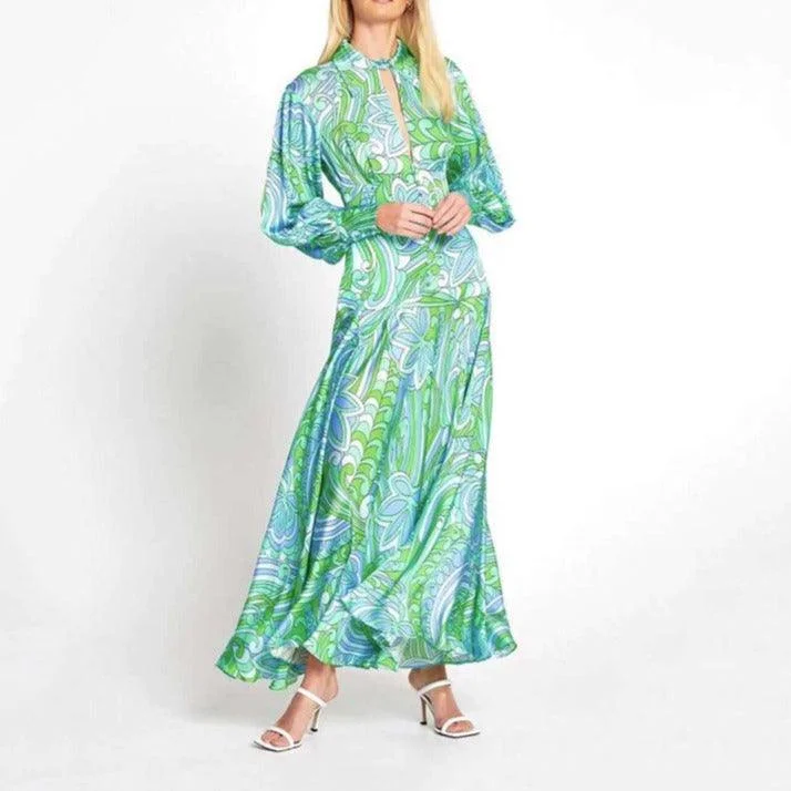 Earthy Tones KittenAlarm - Purlie Keyhole Floral Maxi Dress