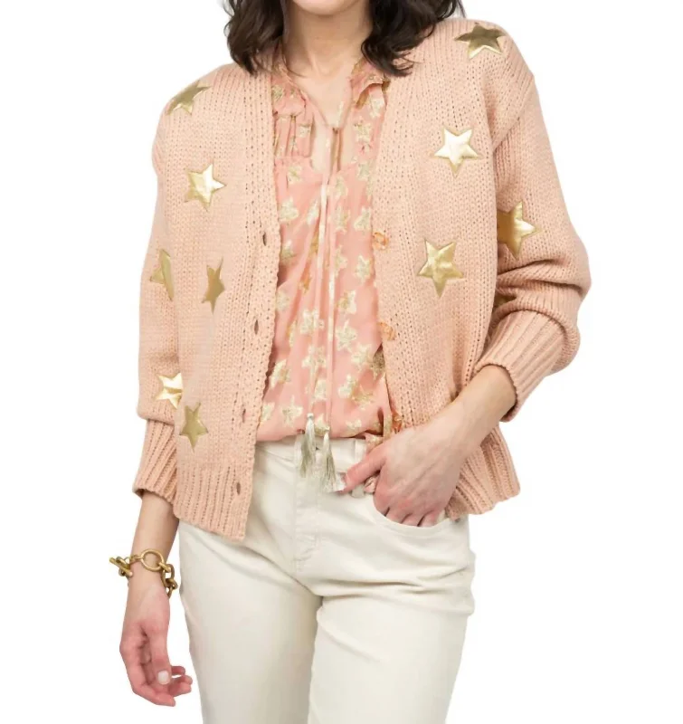 Women's Evening Wear for Special Occasions Gold Star Cardigan In Blush