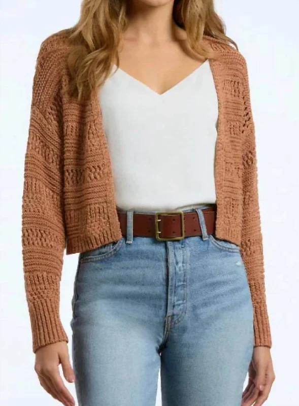 Holiday Discount Andrea Crochet Cardigan In Walnut