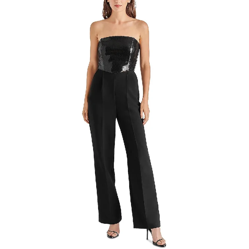 Chic Outfits Steve Madden Womens Riki Sequin Strapless Jumpsuit