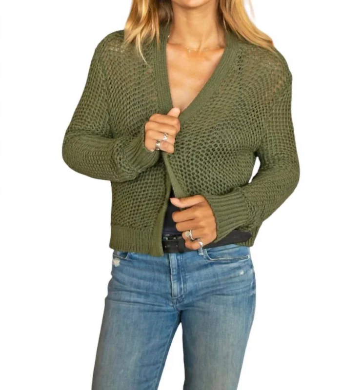 Online Shopping Boutiques Maura Cropped Cardigan In Green Space