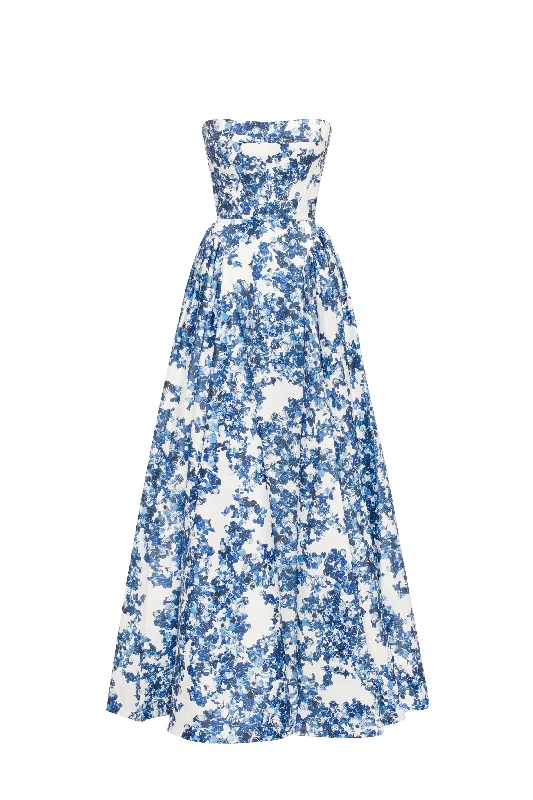 Exclusive Discounts Ravishing blue hydrangea corset maxi dress, Garden of Eden