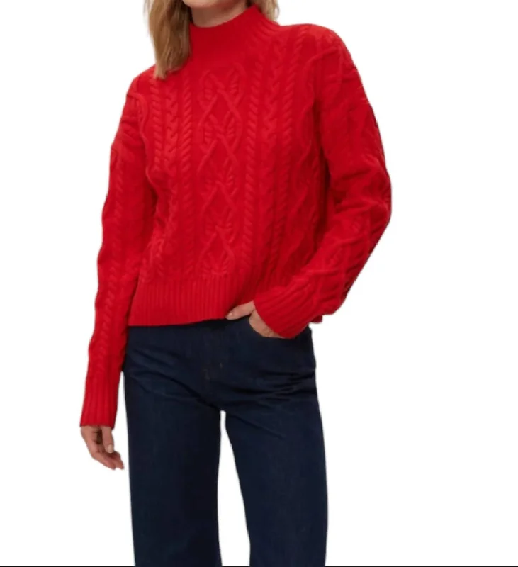 Clothes Woman Suki Cable Mock Sweater In Cherry Red