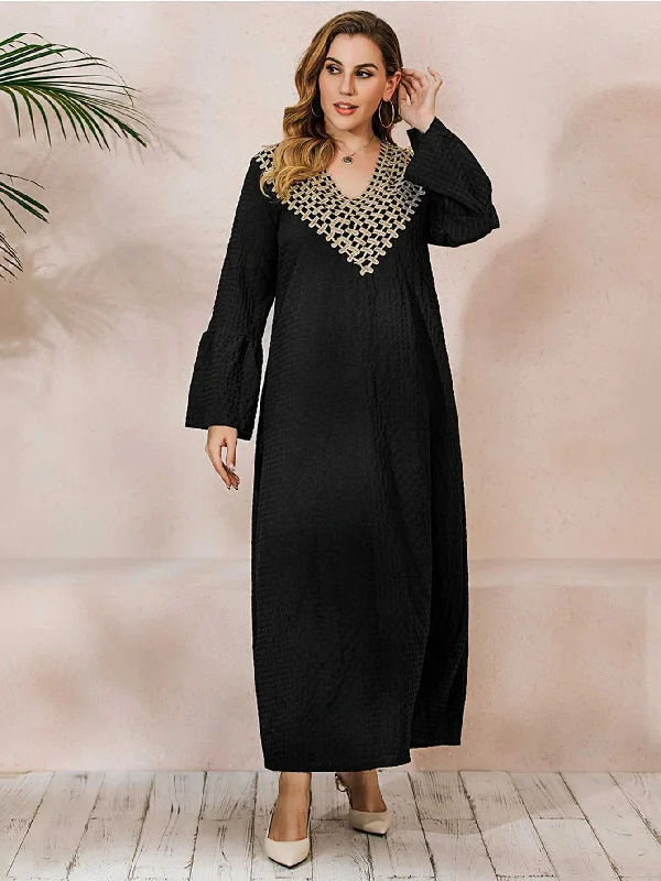 Season Offer KittenAlarm - Plus Size Ruffle Sleeve Maxi Dress