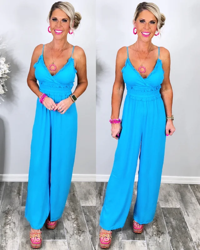 Bold and Elegant Women's Fashion Paradise Haven Jumpsuit - Blue