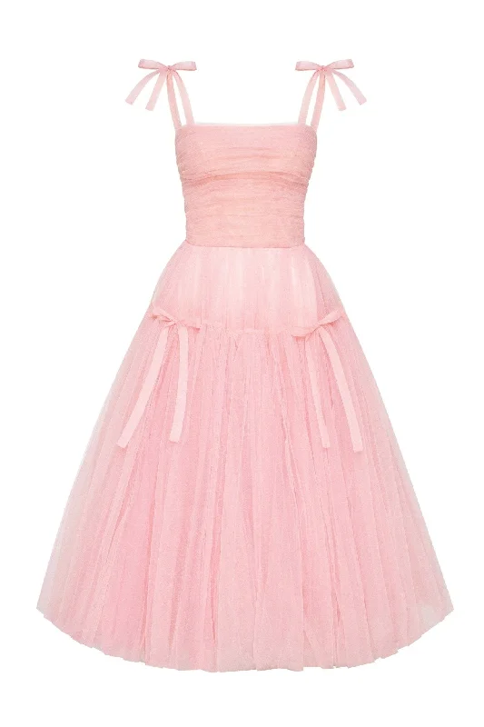 Daily Essentials Pink tie-straps tulle dress