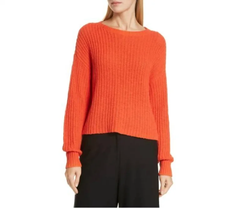 Modern Women's Wardrobe Essentials Organic Cotton Rib Knit Oversized Shaker Sweater In Orange