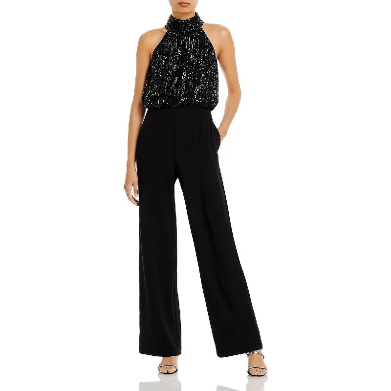 Workwear Fashion for Women Eliza J Womens Sequined Halter Jumpsuit