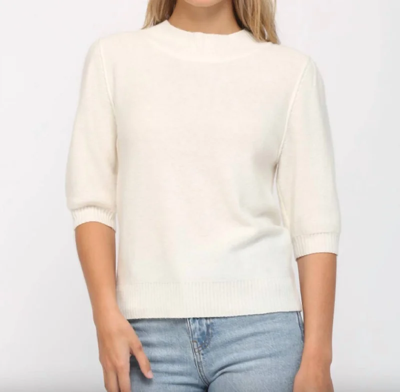 Chic Styles Presley Short Sleeve Sweater In Cream