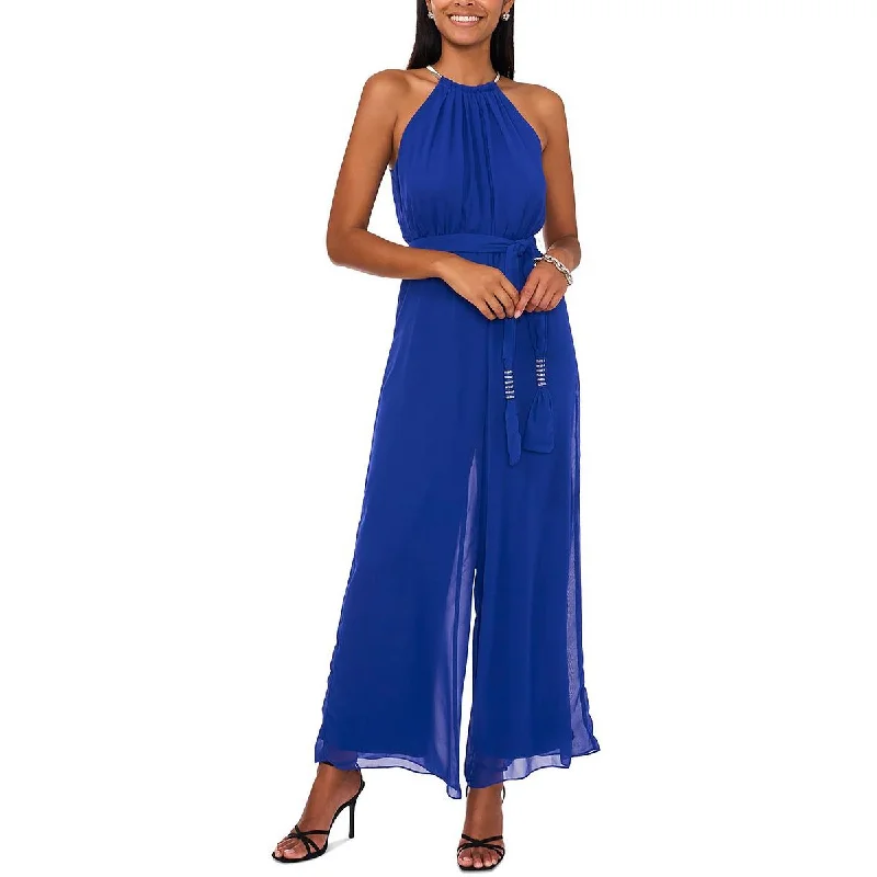 Relaxed Style MSK Womens Chiffon Rhinestone Jumpsuit