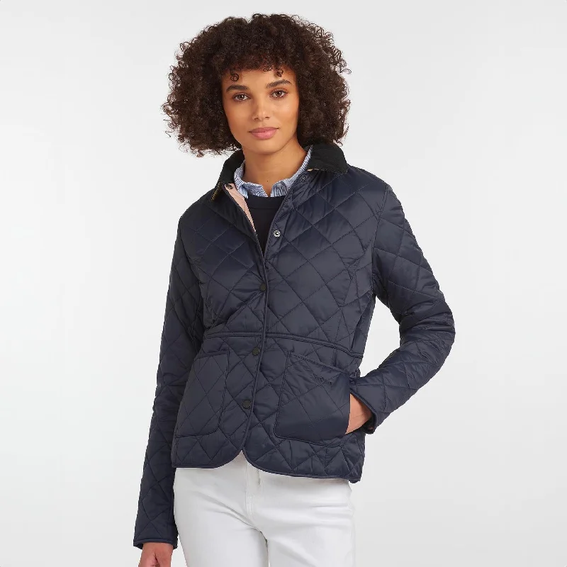 Graceful Fashion Deveron Quilted Jacket Navy / Pale Pink