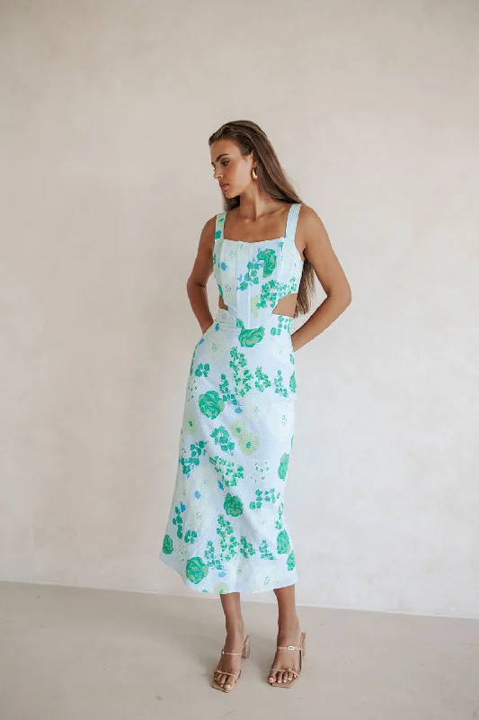 Save Big Feliz Midi Dress - Corsage Blue