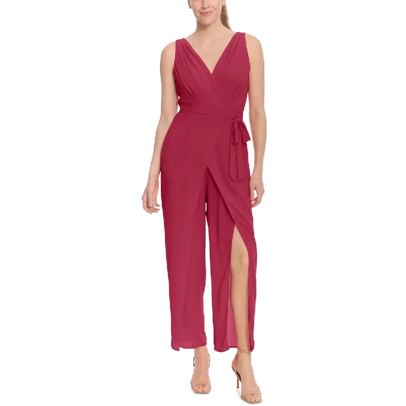 Trendsetter's Closet London Times Womens Faux Wrap Sleeveless Jumpsuit