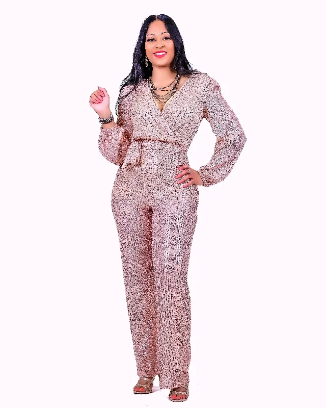 Trend Alert Bedazzled Jumpsuit Gold