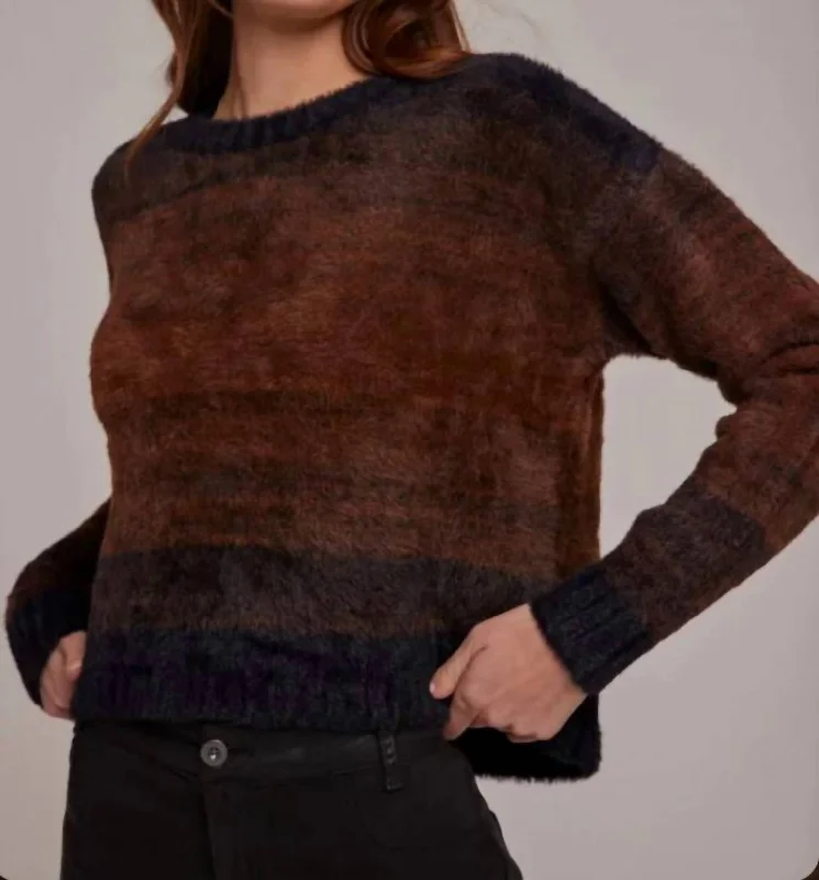 Modern Women's Fashion with Vintage Touches Slouchy Sweater In Chocolate Ombre