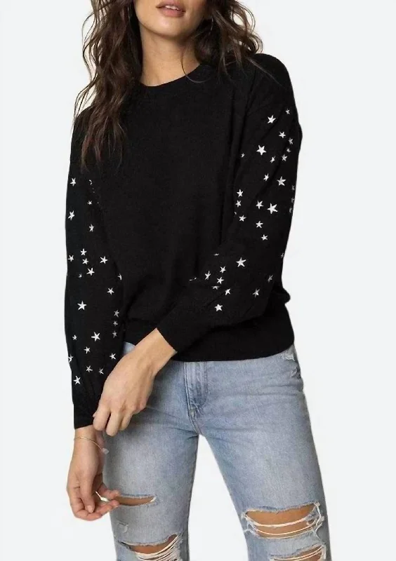 Summer Deals Celeste Embroidered Star Pullover In Black