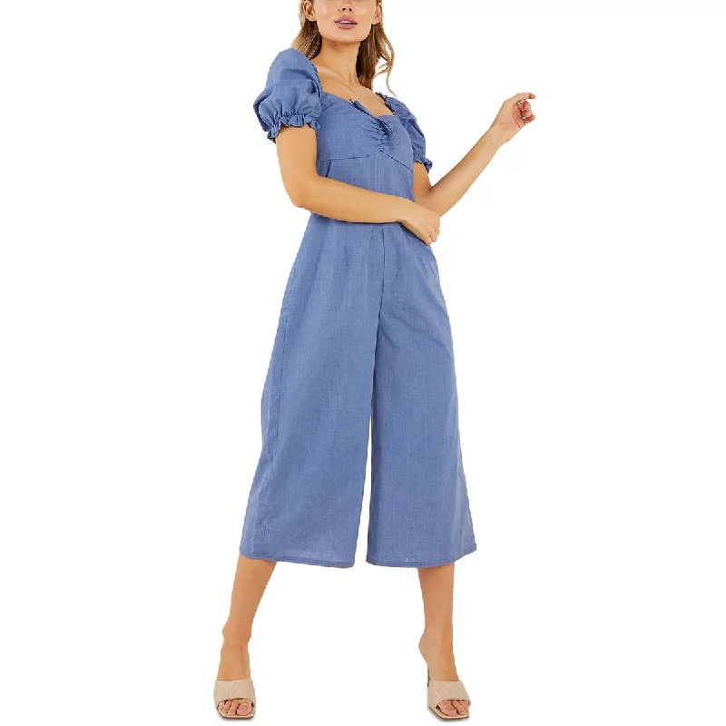 Clearance Event Quiz Womens Cotton Puff Sleeve Jumpsuit