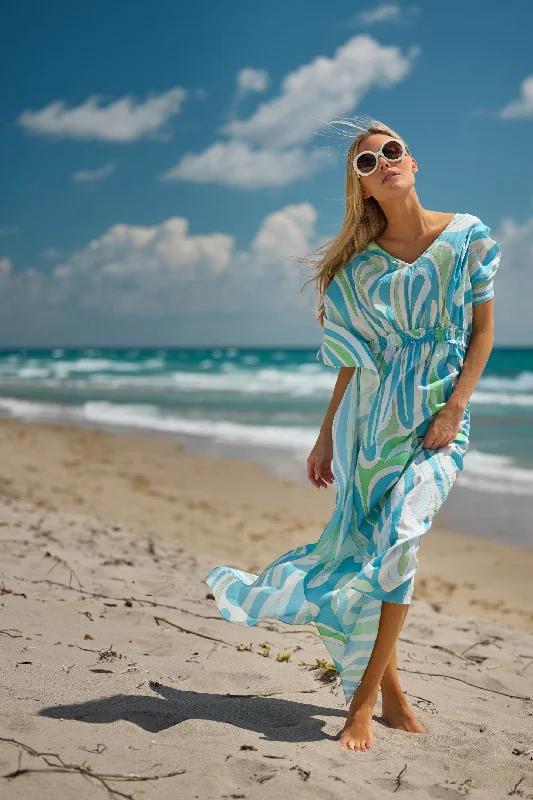 Mega Sales Christy Caftan in Seaglass Wave