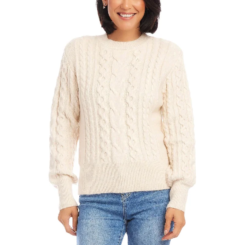 Versatile Style Wardrobe Womens Cable Knit Long Sleeves Crewneck Sweater