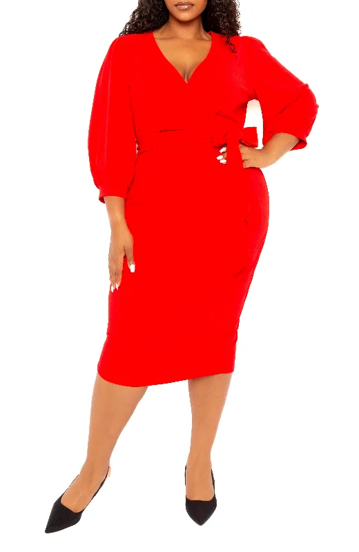 Holiday Special Offers Wrap Midi Dress