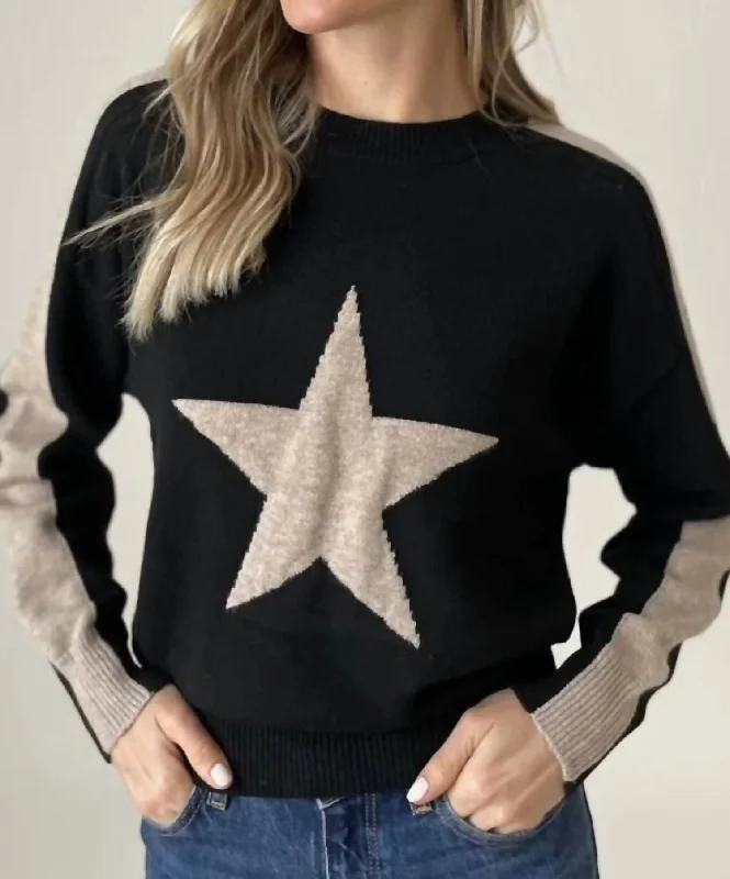 Clearance Event Star Graphic Sweater In Black/camel