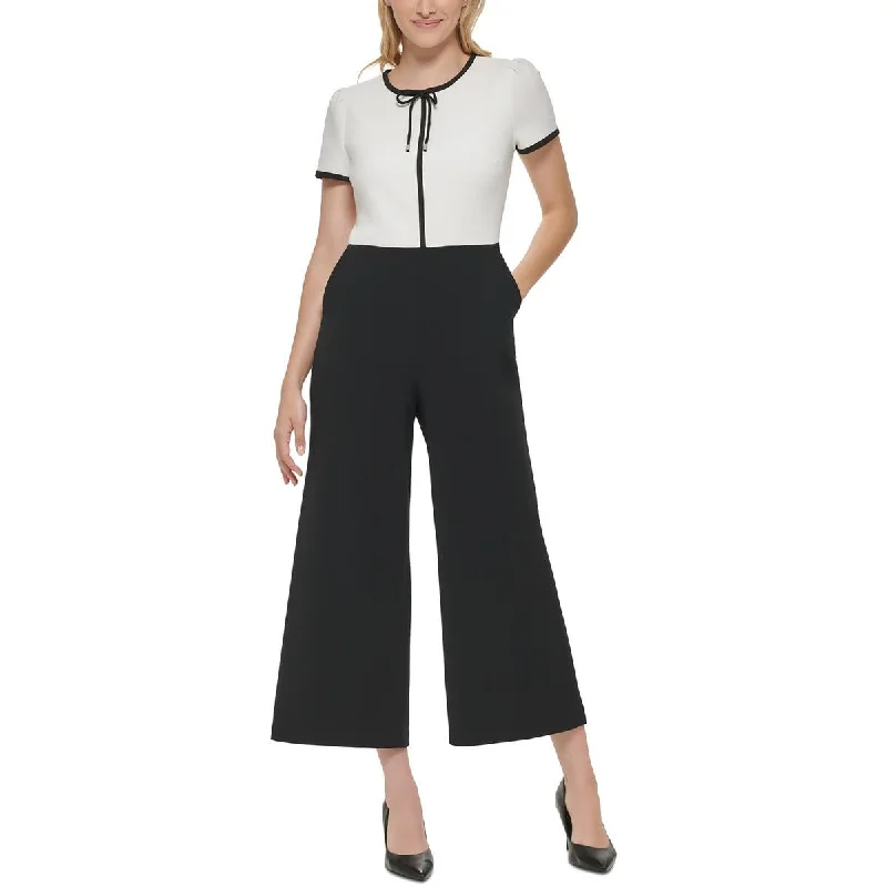 Buy More, Save More Karl Lagerfeld Paris Womens Pleated Cropped Jumpsuit