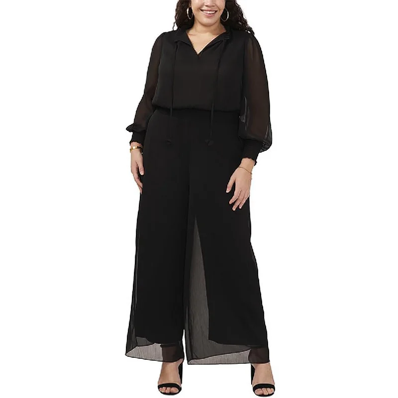 Comfort Centric Apparel MSK Womens Plus Chiffon Wide Leg Jumpsuit