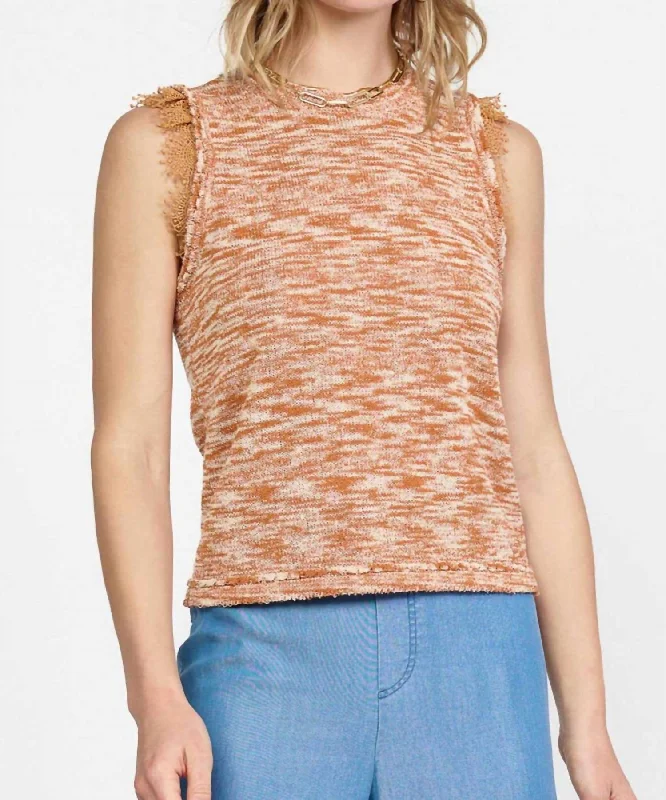 End of Season Sale Nadia Lace Trimmed Sleeveless Sweater In Multi Rust